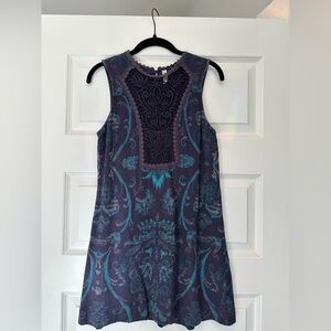 Free People Lace-Trimmed mini dress in Dark Blue